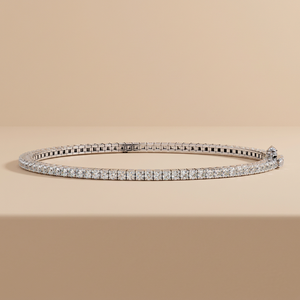 Classic 2mm Round Diamond Tennis <b>Bracelet</b> – 4 Prong Basket 2ct CVD Lab Diamond 10K 14K 18K <b>Solid</b> Rose Gold Line Wristlet - Product Image 1
