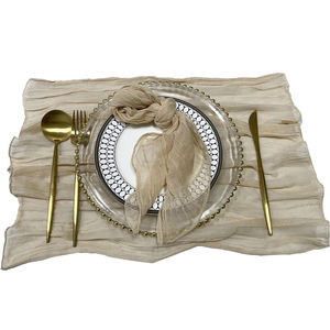 Serviettes en lin pur 100% coton imprimées sur mesure Serviettes de table brodées jetables modernes Mariages faits à la main lavés à la pierre Durable - Product Image 2