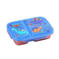 Boîte de conservation alimentaire en acier inoxydable anti-odeur de 800 ml à 2 compartiments, motif dessin animé