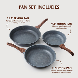 Induction <b>Cookware</b> <b>Set</b> with Non-Stick Ford Aluminium Fry Pan Wooden Handle and Glass Cover Wok for Cooking - Product Image 2