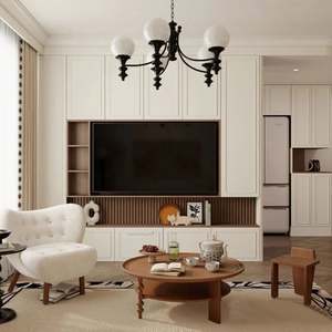 ชุดเฟอร์นิเจอร์ไม้โบราณสไตล์ครีมสั่งทำพิเศษ ตู้วางทีวีและโต๊ะรับประทานอาหารสุดหรูสำหรับตกแต่งห้องนั่งเล่น เฟอร์นิเจอร์ตกแต่งบ้าน - Product Image 1