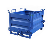 Boîte de collecte de ferraille réversible de qualité industrielle Poubelle en acier Self Dumping Forklift Hopper Metal Turnover Box Iron Scrap Box