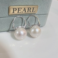 Boucles d'oreilles créoles en argent sterling 925 avec perles d'eau douce Edison naturelles rondes de 11-12 mm, bijoux de luxe de grande taille pour femmes