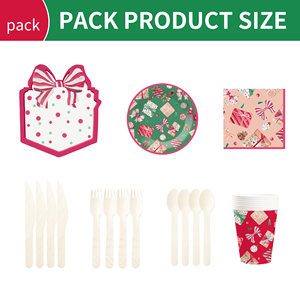 DAMAI Christmas Gift Box Themed Party Disposable Paper Plates and Cups for Christmas Party Supplies - Product Image 6