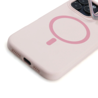Étui en silicone avec doublure en microfibre pour iPhone 16 Pro Max, béquille pliable pour objectif, compatible avec la charge sans fil