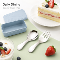 Ensemble de couverts portables en acier inoxydable avec étui de voyage pour boîte à lunch, camping, école, extérieur