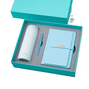 Kotak hadiah mewah bisnis kustom Notebook A5 ide dengan pena termos cup bouncing Set hadiah grosir