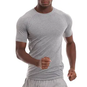 Sport Gym Dry Fit T Shirt Camisetas Masculinas Lisa Mock Neck Tri Blend 80% Polyester/20% Spandex Plain Tshirts For Printing