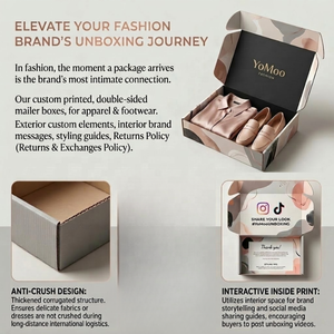 Boîte en carton ondulé recyclé pour l'expédition de vêtements, t-shirts et chaussures, avec impression couleur recto-verso, pour la vente en gros et le commerce électronique. - Product Image 5