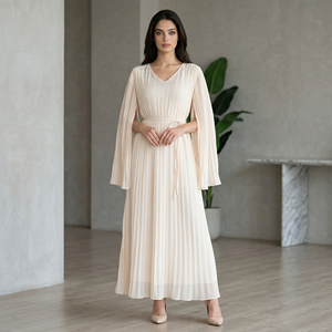 Robe de prière ivoire pour femmes musulmanes avec drapé thermocollé, faible MOQ - Product Image 1