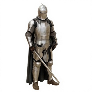 Armure de Chevalier Gothique Médiéval en Acier Plaqué Nickel Noir, Style Antique 3D, Polie, Moulée sous Pression, Imprimée par Gravure, pour Films et Séries TV - Product Image 1