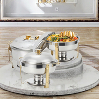 Ensemble de réchauds de luxe RRR avec couvercle en acier inoxydable, alimenté au gaz, pour buffets, traiteurs, hôtels et restaurants