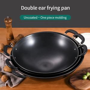 <span class=keywords><strong>Wok</strong></span> antiadhésif en gros d'usine Poêle à frire à deux poignées en bakélite Cuisinière à gaz <span class=keywords><strong>Wok</strong></span> à frire en fonte - Product Image 2