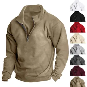 wholesale new menswear plus oversized pullover fleece hoodie custom logo half zipper long sleeve hoodie men's top jacket