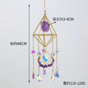 Attrape-soleil artisanal en cristal naturel, style Feng Shui, prisme suspendu arc-en-ciel avec thème Amour - Product Image 4