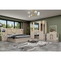 LEIZI Ensemble de chambre à coucher de luxe au minimalisme italien moderne, armoire, grand lit, matériau MDF, emballage amovible, meubles de maison