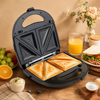 Machine à sandwich électrique double face chauffante antiadhésive, pour deux tranches, cuisson rapide, bord scellé, toucher froid, idéale pour le petit-déjeuner en famille