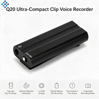 Grabadora de Voz Q20 con Clip, Grabación de 24 Horas en Formato WAV, Aleación de Aluminio, Cable de Audio de 3.5mm, Recargable, 2 Modos, Grabación con un Toque