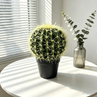 Petite plante artificielle en forme de cactus - Matériau PE durable, respectueux de l'environnement, ornement de bureau intérieur, pour le Nouvel An chinois, la fête des mères, la maison