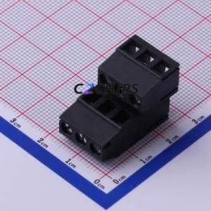 DB128B-5.08-2*3P-BK-S Screw Terminal Block Through hole Component (THT),P=5.08mm Connector 2x3P 5.08mm Black Through Hole - Product Image 1