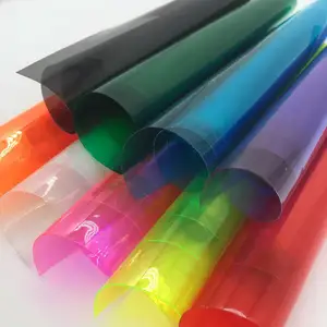 Rol plastik bening PVC lunak warna-warni ketebalan 0.2mm kain Film transparan