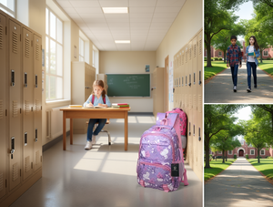 Zaino Studentesco 14 Pollici con Ruote, Motivo Floreale, Materiale in Poliestere, Uso Scolastico, Unisex - Product Image 2