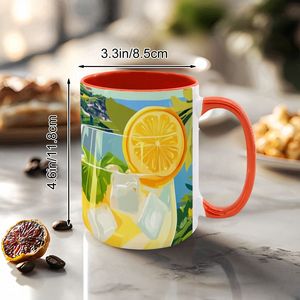 Image personnalisée Grande tasse en grès coloré de 15oz avec design moderne lavable au lave-vaisselle et au micro-ondes Fabriquée aux États-Unis pour les cadeaux promotionnels professionnels - Product Image 4