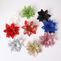Têtes de fleurs de Noël artificielles en PE en gros, fausses fleurs décoratives classiques pour la décoration de Noël à la maison et à l'hôtel