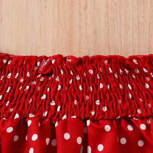 2023 mùa hè cô gái đỏ Polka Dot không tay ba lô hàng đầu + váy phù hợp với - Product Image 3