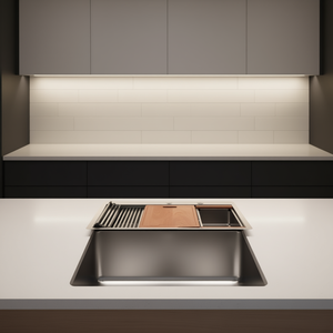 Fregadero de cocina de 30 pulgadas con un solo tazón, de acero inoxidable calibre 16, de montaje superior con estante y área de trabajo. - Product Image 2