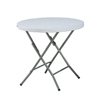 Meubles de jardin modernes pour repas en plein air, table ronde pliable en plastique HDPE de 80 cm, structure en fer, pour mariage, banquet, hôtel, villa, événements