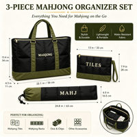 Ensemble de 3 sacs de rangement pour Mahjong, étanches et pliables, en polyester, avec fermeture éclair, grande capacité, pour tuiles de Mahjong américain