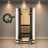 Machine de Pilates pliable en alliage d'aluminium durable QT, avec coffret en bois, garantie de 3 ans, portable pour la maison, le studio et les exercices corporels