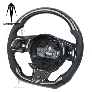 Volant sport en fibre de carbone perforé en cuir Megalomania pour modèles <span class=keywords><strong>Jaguar</strong></span> 2017- (XF/XFL/XEL/<span class=keywords><strong>E</strong></span>-PACE/F-<span class=keywords><strong>TYPE</strong></span>/F-PACE) - Product Image 1