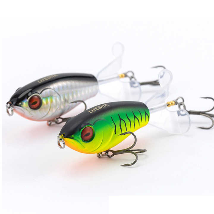 double propeller fishing lures Duo Realis Spinbait 90 Perch; 3 1/2 in surfacing tool on schooling fish LUSHAZER Propeller Pencil Bait Floating