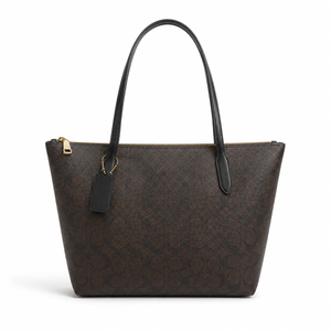 Bolso Tote <span class=keywords><strong>de</strong></span> Lona Marrón con Acabado <span class=keywords><strong>de</strong></span> <span class=keywords><strong>Lujo</strong></span>, Diseño Inspirado en Diseñadores, con Cierre Superior y Asa para el Hombro, para Mujer, con Logotipo Personalizado, Venta al Por Mayor OEM - Product Image 2