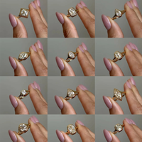 Cincin Wanita 2 karat DE warna bantal potong Lab tumbuh berlian dalam pengaturan Bezel emas kuning hadiah pernikahan untuk wanita