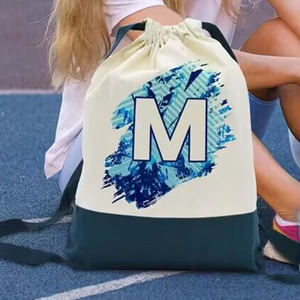 กระเป๋าเป้ผ้าแคนวาสสีดำพิมพ์โลโก้ตามสั่งสำหรับเด็ก  กระเป๋าผ้าฝ้ายแบบมีเชือกผูก 100% - Product Image 2