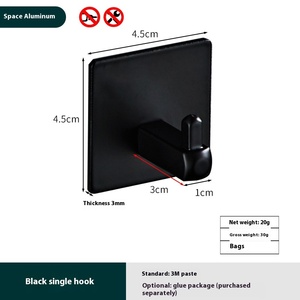 Bắc Âu Sáng Tạo Màu Đen Kim Loại Áo Móc Không Gian Nhôm Móc Đơn Cho Tường Mới Đấm Miễn Phí Thiết Kế Lớn Móc Cho Nhà Bếp Giẻ - Product Image 6