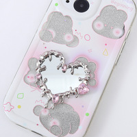 Casing Handphone Cermin Hati Pecinta Kucing Grosir, Aksesoris Cermin Rias, Hadiah Kerajinan
