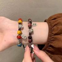 Nouveau bracelet en céramique vintage de style chinois, cordon perlé, style ethnique féminin, mode danse du lion, couple
