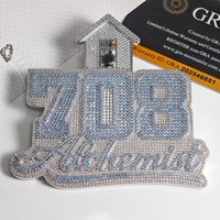 Pendentif personnalisé Hip Hop en argent massif 925 avec moissanite noire et aigue-marine, chiffres et lettres, 3,5 pouces, pour hommes, avec chaînes cubaines de 16 mm