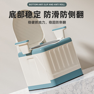 Portable Toilet Seat With <b>Backrest</b> And Armrests For Indoor Use Foldable Design PP Material Modern Style - Product Image 2
