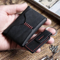 Dompet Slim Kustom Boshiho untuk Pria, Kulit Asli Cokelat Klasik dengan Tempat Kartu Bergaya Vintage