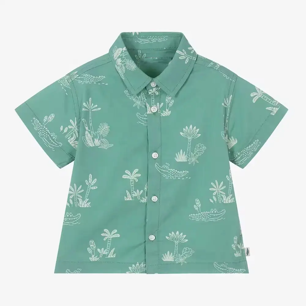Camisa polo verde de algodão para bebês meninos, casaco com jaqueta estilo havaiano, novidade para crianças, novidade em 2024