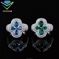 Bague en moissanite trèfle tendance, bijoux fins, argent sterling 925, bague hip hop pour homme et femme, diamant moissanite VVS, bague cubaine