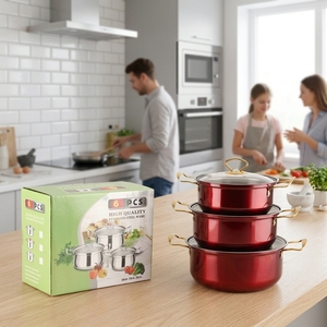 Colored Combined Stainless Steel Soup <b>Pot</b> <b>Set</b> with Wire Handle and Glass Lid for Modern Home Daily Kitchen Cooking - Product Image 4