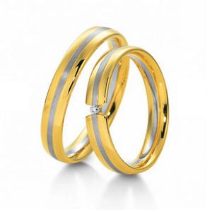 カップルのための最新の新しい幾何学的デザインステンレス鋼ゴールド結婚結婚指輪 - Product Image 3