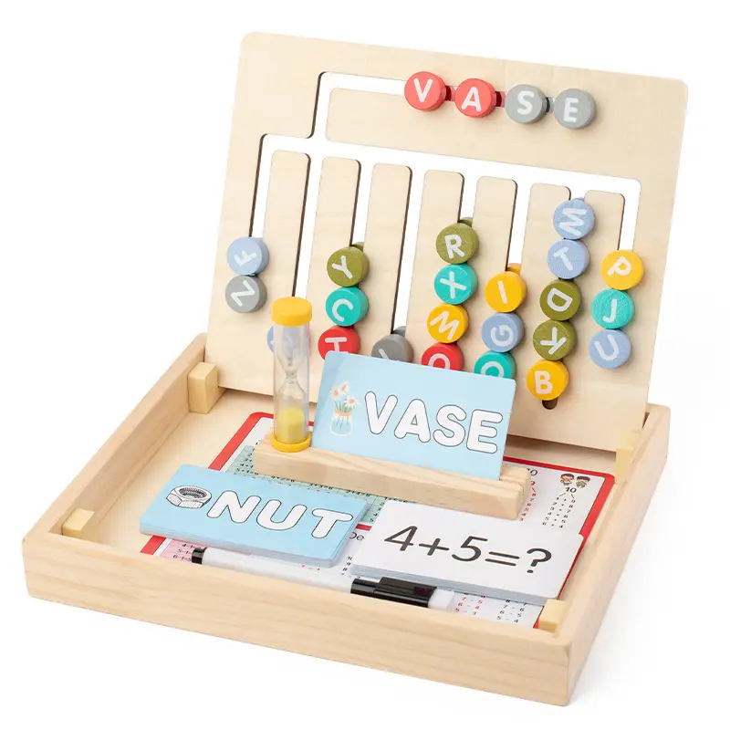Personalizado Montessori niños reloj de arena de madera caminar alfabeto ortografía rompecabezas juego educativo a juego regalo juguetes para niños