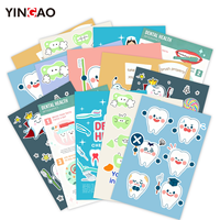 Pegatinas Médicas Divertidas con Diseño de Dibujos Animados, Personalizadas, para Protección Dental, Lámina de Pegatinas de Vinilo Impermeables para Dentistas